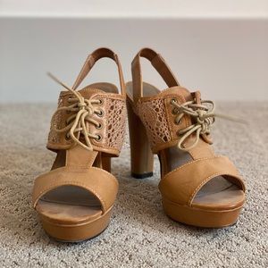 Tan chunky heels